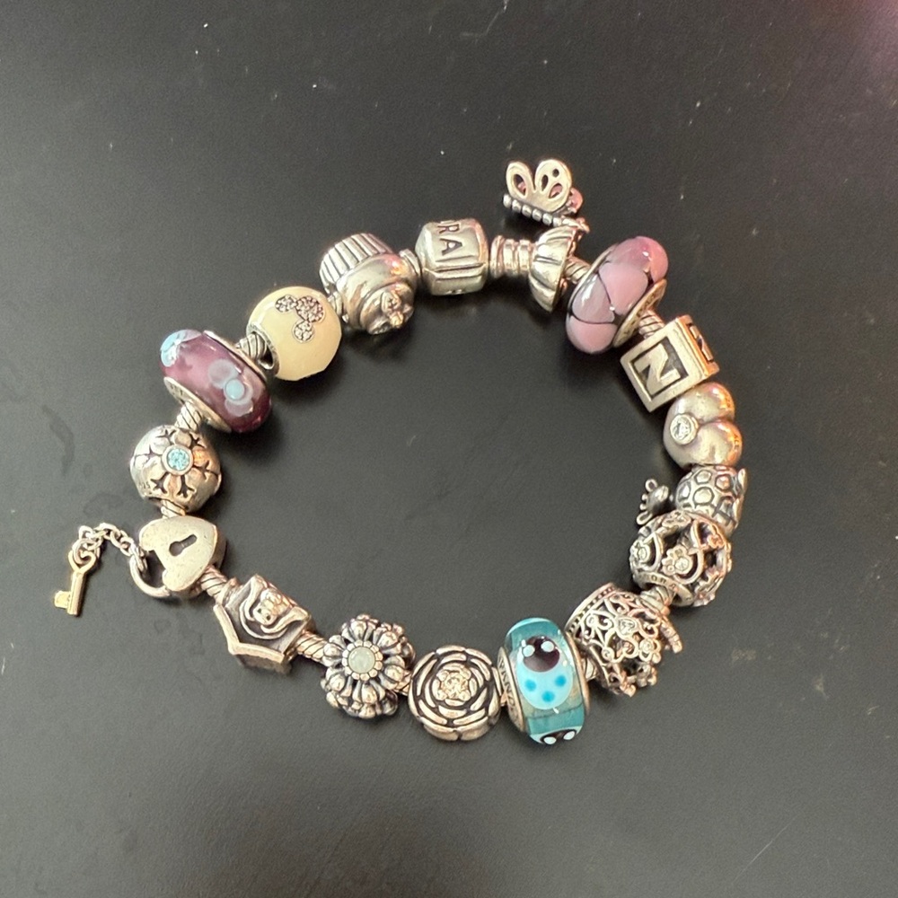 Pandora Silver Bracelet With Multiple Charms - image 1
